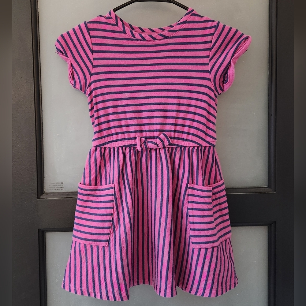 Girls Cat & Jack Pink and Navy Striped Dress